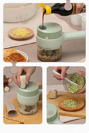 Máy xay mini cầm tay 3 trong 1 (máy xay nghiền tỏi ớt, rau củ, sinh tố;, máy nạo gọt hoa quả; máy cắt sợi, thái lát đồ ăn) dễ dàng vệ sinh - Chính hãng MINIIN (Giao màu ngẫu nhiên)