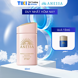 Kem chống nắng dạng sữa dịu nhẹ cho da nhạy cảm và trẻ em Anessa Perfect UV Sunscreen Mild Milk For Sensitive Skin SPF 50+ PA++++ 60ml