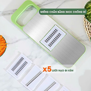 Bộ Nạo Rau Củ Quả 5 Lưỡi Dao Inox 304 Không Gỉ - Dụng Cụ Bào Rau Củ Đa Năng Cao Cấp Tiện Dụng - HÀNG CHÍNH HÃNG MINIIN