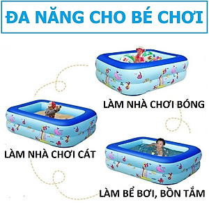 Bể Bơi Bơm Hơi Trẻ Em 3 Tầng Dày Kích Thước 210*135*60 cm Tặng Bơm ( Giao Ngẫu Nhiên )