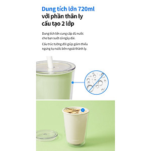Ly nhựa 2 lớp Bubble Tea Cold Cup LocknLock HAP529 - Kèm ống hút - Dung tích 720ml