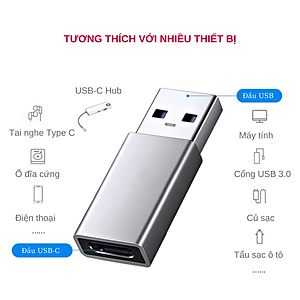 Đầu Chuyển Đổi USB 3.0 Sang USB Type C , Đầu Chuyển USB Type A Sang USB Type C , Đầu Đổi USB A Dương Sang USB Type C - Hàng Nhập Khẩu - Giao Màu Ngẫu Nhiên