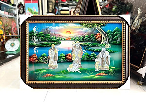  { SIÊU SALE } Tranh Sơn Mài - PHÚC LỘC THỌ | Khảm Cừ Cao Cấp | Size 50x80 cm