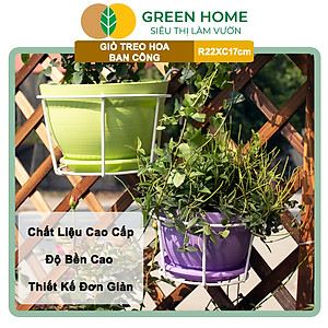 Giỏ treo hoa ban công, D22xC18cm, chất liệu sắt sơn tĩnh điện, phù hợp với mọi lan can |Greenhome