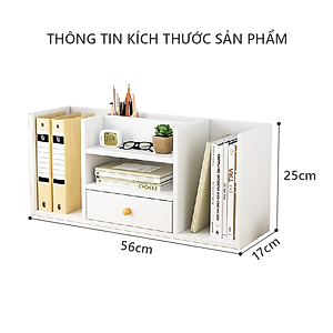Kệ sách gỗ để bàn đa năng có hộc để đồ thương hiệu IGA - GP258