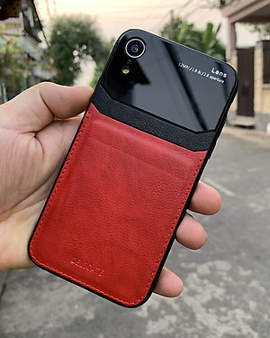 Ốp lưng da kính cao cấp dành cho iPhone XR - Màu đỏ - Hàng nhập khẩu - DELICATE