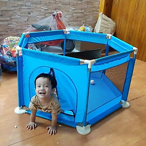 Quây cũi kiêm nhà bóng khung thép kèm 100 bóng nhựa cho bé