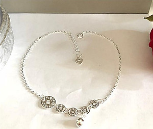 Lắc chân nữ bạc 925 bạc xinh - Chuỗi kim tiền may mắn RYBJ50089