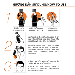 (Màu Nâu Đen) Gel Lược Nhuộm Phủ Bạc LAVOX - Dầu Gội Phủ Bạc Thảo Dược Thiên Nhiên LAVOX FLASH GRAY COVERAGE COLOR GEL G02 DARK BROWN