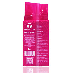 Gạo Nếp Bạch Ngọc Túi 1Kg - Gạo Ông Thọ - Hạt tròn đều, cơm dẻo mềm