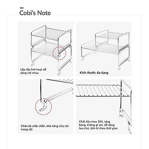 Kệ inox để đồ đa năng, kệ inox nhà bếp (1cái) - có 3 size lựa chọn
