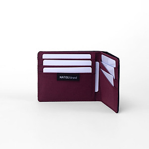 Ví da nam nữ dáng ngang NATOLI gập đôi đựng thẻ cầm tay cao cấp BST Simple Horizontal Wallet V4