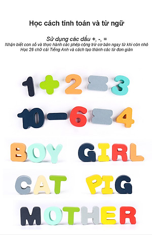 Đồ Chơi Gỗ, Bảng Gỗ Thông Minh 6IN1 Đồ Chơi Giúp Bé Phát Triển Trí Não Giáo Dục Theo Phương Pháp Montessori - Tặng Kèm 01 Tranh Ghép Bằng Gỗ