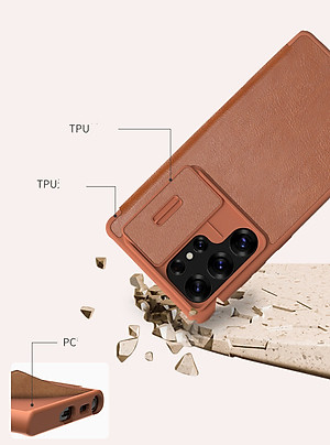 Bao Da Chính Hãng Nillkin Qin Dành Cho Samsung Galaxy S25 Ultra Cao Cấp, Có Ngăn Chứa Thẻ - Hàng chính hãng