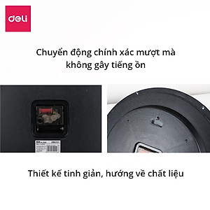 Đồng Hồ Treo Tường Tròn Chạy Êm Không Tiếng Động Deli - Thiết Kế Decor Trang Trí Nhà Và Quán Cafe