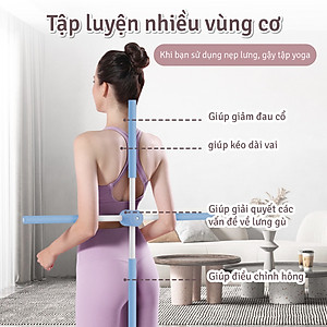 BG Gậy tập thẳng lưng Blue 6015 , thanh gậy tập yoga chống gù lưng, mở vai hình chữ thập