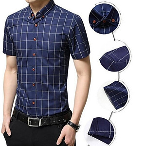 Áo Sơ Mi Nam Ngắn Tay Phối Caro Mẫu XR01 Thời Trang Cao Cấp PONIVA Chất Kate Mềm Mịn Tạo Cảm Giác Thoải Mái Khi Mặc