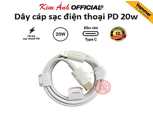 Dây cáp sạc Ham mer C17 PD 20W dùng cho IPhone, chân cắm Type C ra L sạc nhanh vào pin, Check QR kiểm tra hàng chính hãng
