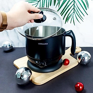 Nồi Điện Đa Năng Lock&Lock EJP316BLK (1.2 Lít), nắp kính cường lực, lòng nồi inox 304,an toàn sức khỏe - Hàng Chính Hãng