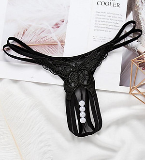 Quần lót nữ lọt khe đính bi - đen