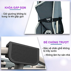 Giường xếp du lịch, vải bạt 3D chống thấm, chống bám bụi, xếp gọn kèm túi du lịch - NIKITA