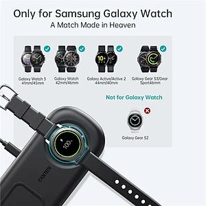 Đế sạc không dây sạc nhanh 15W 2 in 1 hỗ trợ sạc cho Smartphone / Galaxy Watch / Tai nghe hiệu CHOETECH T570-S (Chuẩn Qi, Smartchip, chuyên dụng cho Galaxy Watch) - Hàng nhập khẩu