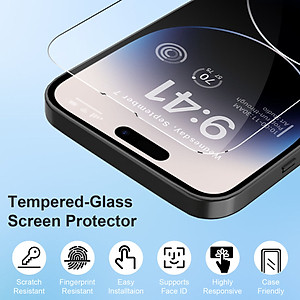 Miếng dán kính cường lực dành cho iPhone 14 Pro / 14 Pro Max hiệu HOTCASE HBO (độ cứng 9H, mỏng 0.3mm, vát 2.5D, độ trong chuẩn HD) - hàng nhập khẩu