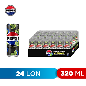 Thùng 24 Lon Nước Uống Có Gaz Pepsi Vị Chanh Không Calo (320ml/Lon)