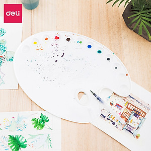 Khay pha màu 3 / 12 ngăn Deli - Có lỗ xỏ tay - 1 khay- 3 ngăn / 12 ngăn - 68301 / 68300