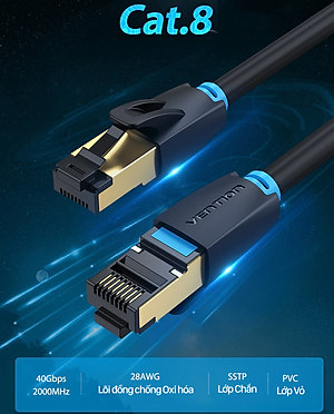 Cáp mạng Lan Cat8 tốc độ siêu cao 40Gbps SSTP dài 0.5 - 5m 10m 15m Vention - Hàng chính hãng