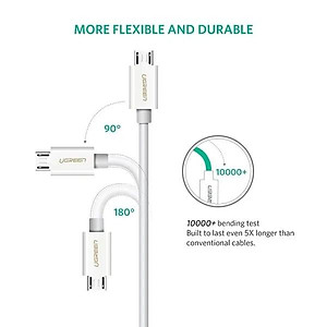 Ugreen UG40419US142TK 1.5M màu trắng Dây USB Type-C sang micro USB - HÀNG CHÍNH HÃNG