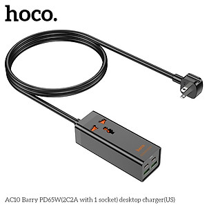 Ổ cắm điện đa năng sạc nhanh PD 65W cổng typeC + QC18W có 2*USB + 2*Type-C có 1 lỗ cắm tải 2500W dây dài 1.5m AC10 - hàng chính hãng