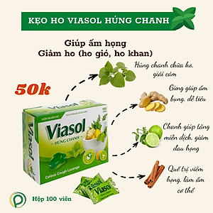 Kẹo ngậm Viasol húng chanh Vietnat giảm ho ấm họng - hộp 100 viên