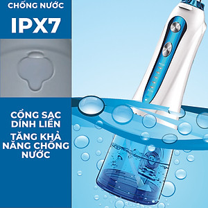 Tăm nước cầm tay H2ofloss HF-6. Tăm nước 5 chế độ, 5 đầu tăm đa chức năng, túi vải đựng máy, pin sử dụng tối đa 21 ngày, tặng kèm củ sạc nguồn thấp