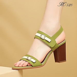 Giày sandal nữ cao gót đế cao 7 phân hàng hiệu rosata hai màu đen xanh thời trang cao cấp ro528