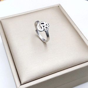 Nhẫn Nữ Bạc Thái 925 Chữ Om Mani Padme Hum Bạc Hiểu Minh NU491