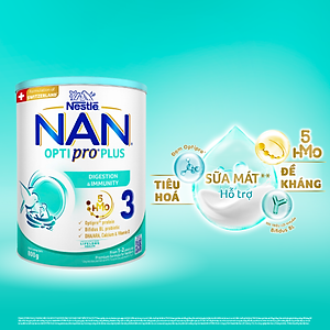 Sữa Bột Nestlé NAN OPTIPRO PLUS 3 800g/lon với 5HMO xuất xứ Thụy Sĩ - Hỗ trợ Tiêu Hóa, Đề Kháng, Trí Não & Chiều Cao (1-2 tuổi)