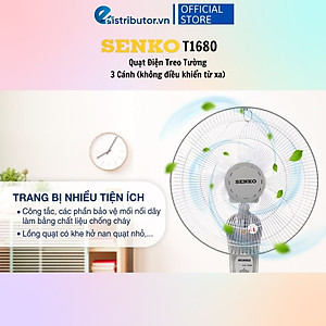 Quạt Treo Remote SENKO TR1683 ( Có Remote) / TR1628 (Có Điều Khiển Từ Xa) - Quạt T1682 / T1680 ( Không Có Điều Khiển Từ Xa) - Hàng Chính Hãng - Bảo Hành 12 Tháng - Quạt Treo Tường Senko Có Remote TR1628 (Tương tự mã TR1683)