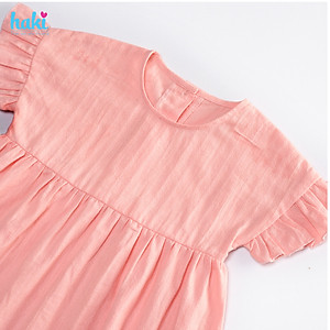 Đầm bé gái liền vai tay quấn bèo Haki, váy thiết kế cho bé gái từ 0-8 tuổi (khoảng 10-27kg), đầm hè cho bé HK516.1