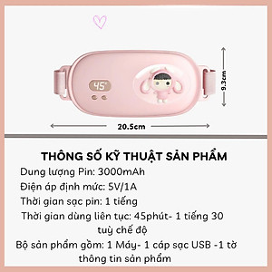 Máy chườm nóng hỗ trợ giảm đau bụng kinh có 3 mức nhiệt, Pin sạc UBS, món quà ý nghĩa tặng người yêu