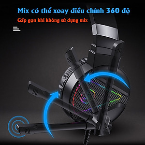 Tai nghe chụp tai Gaming tích hợp Mix HXSJ F16 RGB Jac 3.5mm âm thanh 3D Bass cực đã chuyên dùng nghe nhạc, chơi game - Hàng chính hãng