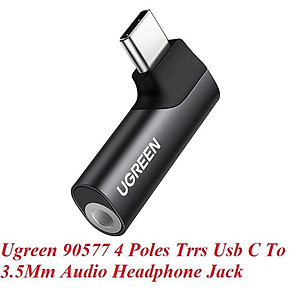Ugreen UG90577CM460TK vuông góc 90 độ 4 khấc Màu đen Đầu chuyển USB-C sang cổng 3.5mm hỗ trợ Samsung Ipad Xiaomi Oneplus - HÀNG CHÍNH HÃNG
