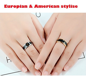 Combo Nhẫn Nam/Nữ CẢM BIẾN NHIỆT ĐỘ CƠ THỂ, Bản RỘNG, Mạnh mẽ, cá tính, Phong cách, Chất liệu hợp kim Titanium, Kèm túi Nhung đựng trang sức.