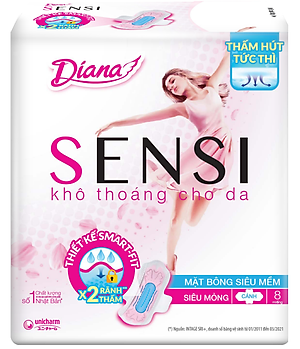 Combo 6 Băng Vệ Sinh Diana Sensi Siêu Mỏng Cánh (Gói 8 Miếng)