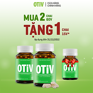 [Tặng Hộp 15v] Combo 2 Hộp 60v - Viên Uống Bổ Não OTIV Ecogreen Giảm Đau Đầu Mất Ngủ, Tăng Trí Nhớ
