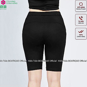 Quần legging nữ Hiền Trần BOUTIQUE nâng mông lưng cạp cao vải thun dày dặn đùi ngố lửng ôm body bó mặc nhà tập gym yoga