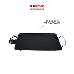 Bếp nướng điện không khói KIPOR KP-GR4828 - Mặt bếp lớn phủ chống dính WHITFORD của USA cao cấp dễ vệ sinh -Hàng chính hãng