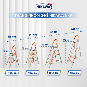 Thang Ghế Nikawa NKA-03 - 3 Bậc - 73cm - Màu Bạc