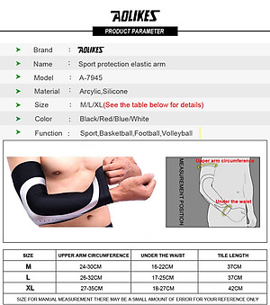 Bộ 2 ống bảo vệ khuỷu tay chống nắng AOLIKES A-7945 Sport protection elastic arm