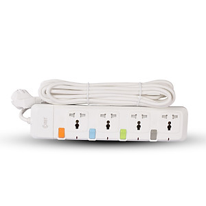 Ổ cắm nối dài Comet CESG2405 dây dài 5m, 4 lỗ 3 chấu, 4 công tắc, có nắp che lỗ cắm an toàn